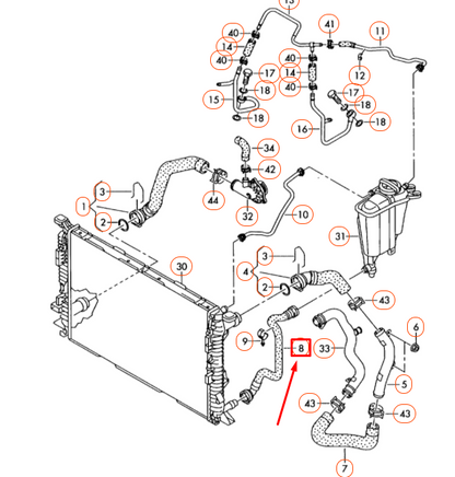 NEW AUDI A4 B8 ENGINE COOLANT HOSE 8K0121109AA ORIGINAL