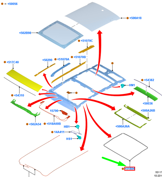 new ford focus mk4 roof panel opening seal 2290359 original