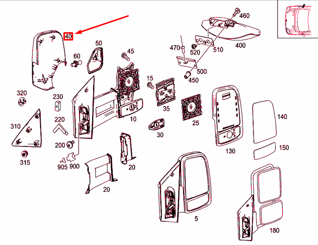 NEW MERCEDES-BENZ SPRINTER 906 FRONT RIGHT DOOR MIRROR SHELL A0018110122