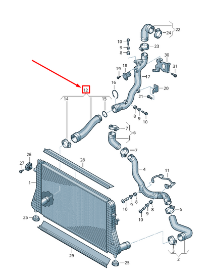 new vw sharan 7n charge air cooler pressure hose 5n0145834m original