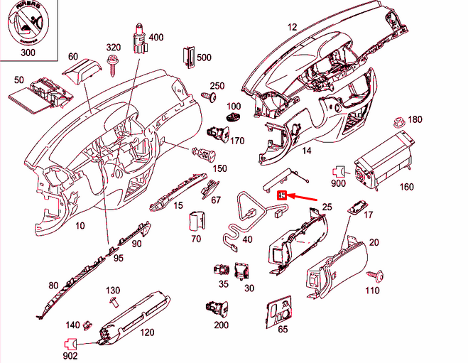 NEW MERCEDES-BENZ S W221 GLOVE COMPARTMENT DAMPING A2216800226 ORIGINAL