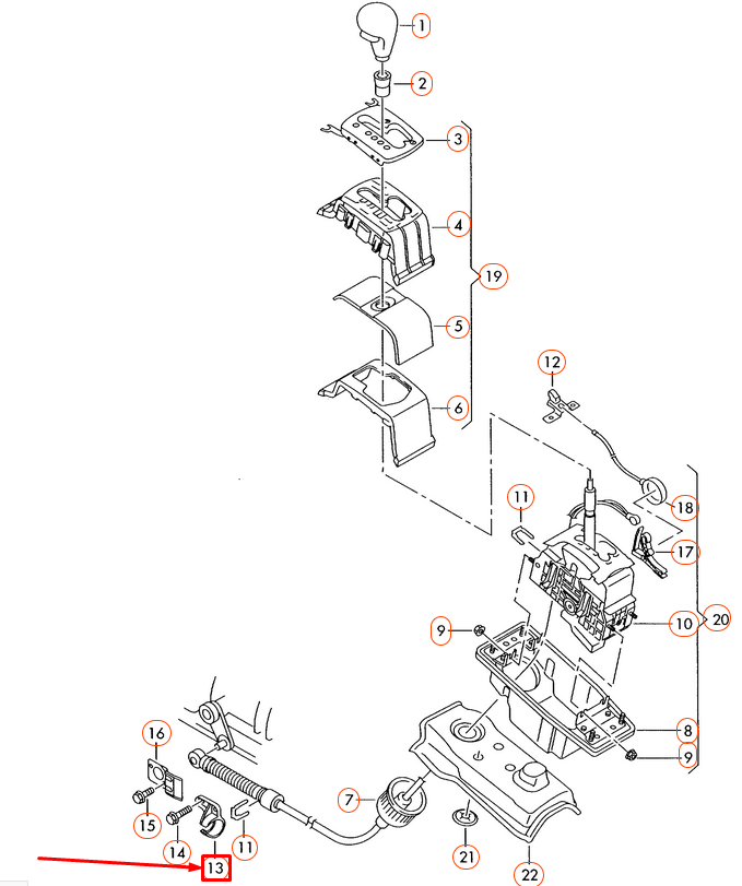 new audi a8 4e d3 selector mechanism abutment 4e0713124h original