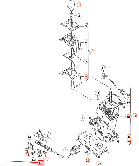 new audi a8 4e d3 selector mechanism abutment 4e0713124h original