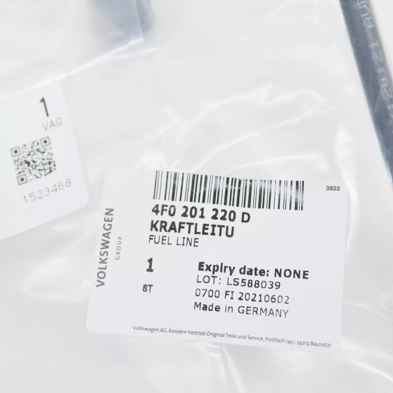 NEW AUDI A6 C6 FEED FUEL LINE 4F0201220D