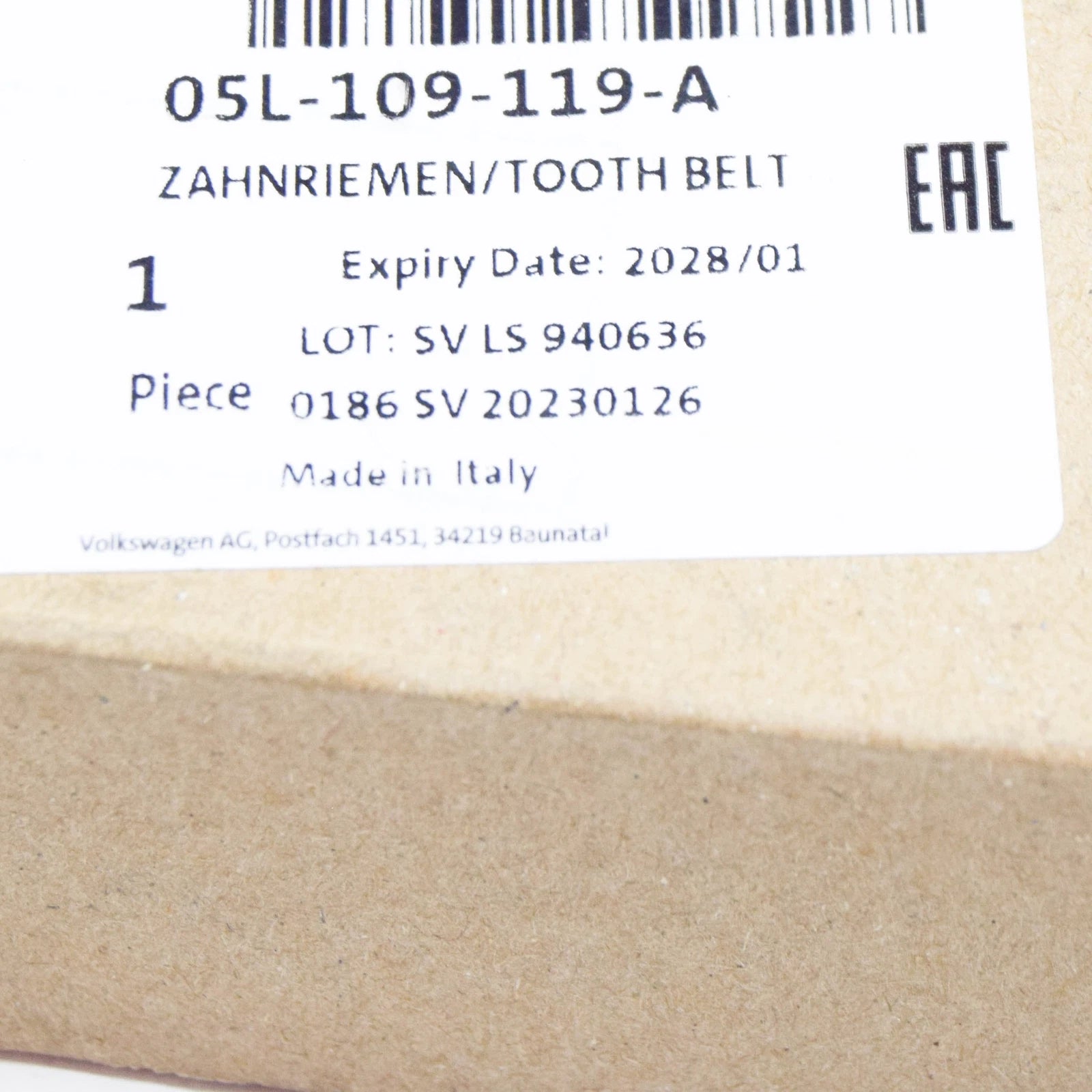 NEW VOLKSWAGEN ARTEON 3H7 ENGINE TOOTHED BELT 05L109119A ORIGINAL