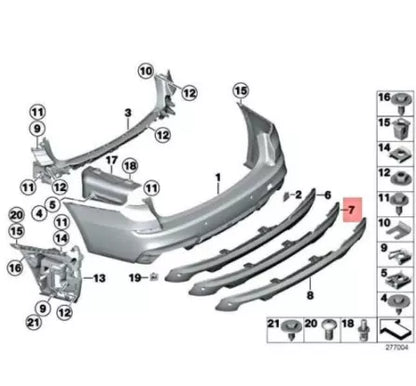NEW BMW 5 GT F07 REAR M BUMPER LOWER DIFFUSER TRIM 51128056123 8056123 ORIGINAL