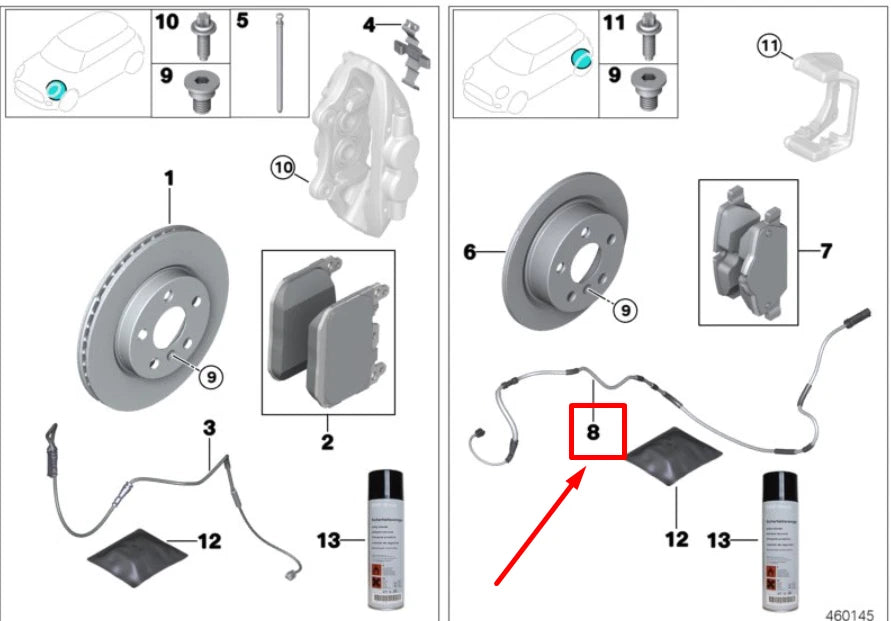 NEW BMW X6 G06 REAR BRAKE PAD WEAR SENSOR 34356870352 6870352 ORIGINAL