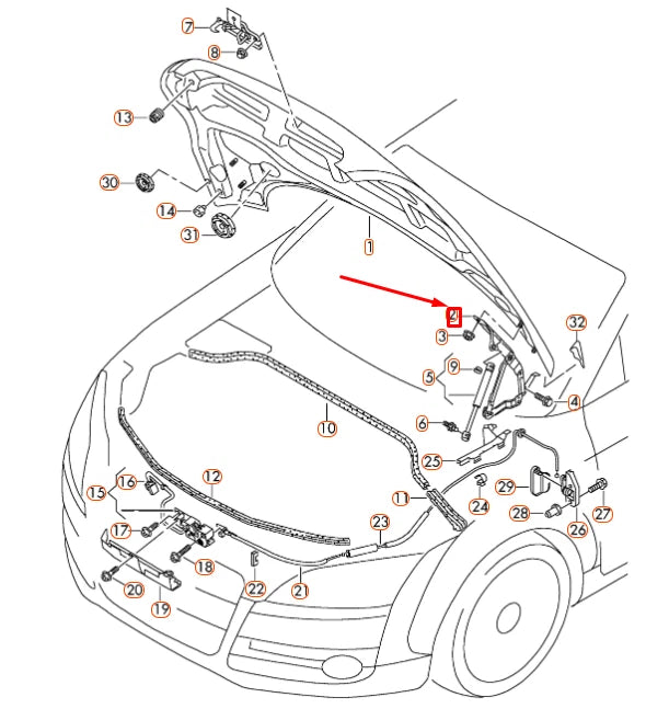 NEW AUDI TT 8J ENGINE HOOD LID LEFT HINGE 8J0823301H ORIGINAL