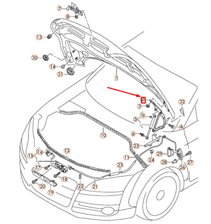 NEW AUDI TT 8J ENGINE HOOD LID LEFT HINGE 8J0823301H ORIGINAL