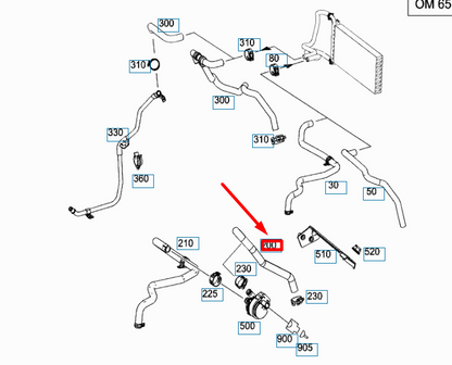 NEW MB SPRINTER W906 FEED LINE TO WATER PUMP AND TUBE HOSE A9068322323 ORIGINAL