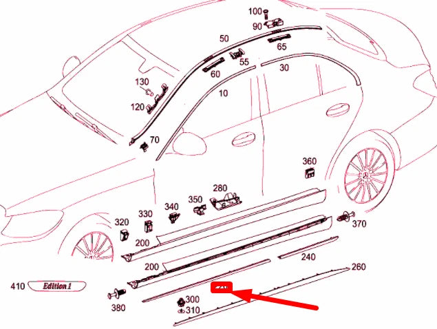 NEW MERCEDES-BENZ C W205 FRONT RIGHT DOOR MOLDING A2056906202 ORIGINAL