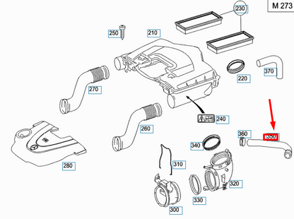 NEW MB ML W164 THROTTLE VENTILATION CRANKCASE HOSE A2720180682 ORIGINAL