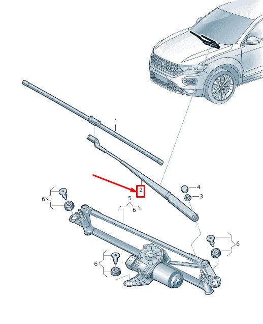 NEW VW T-ROC A1 FRONT RIGHT WIPER ARM LHD 2GA955410A 03C 2GA955410A03C