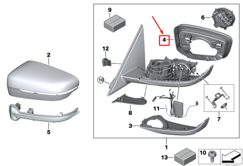 new bmw 3 g20 right mirror supporting ring 51167498198 original