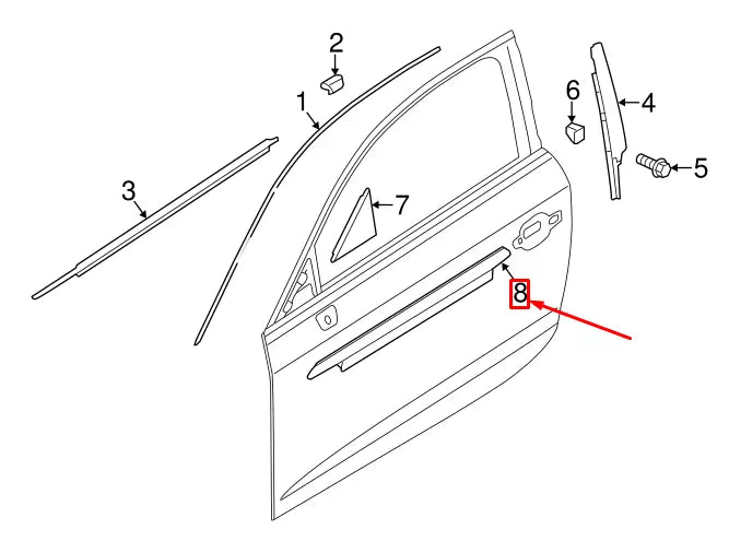 NEW AUDI A3 SPORTBACK 8V FRONT RIGHT DOOR BELT MOLDING 8V5853284AT94 ORIGINAL