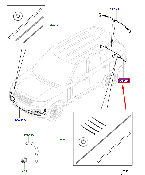 new land rover range rover iv l405 rear bumper wiring harness lr053997 original