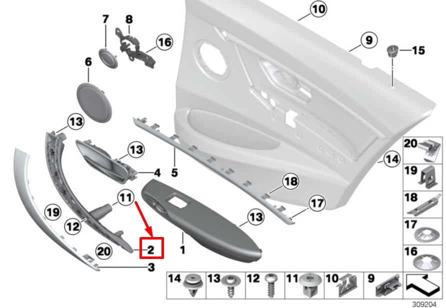 NEW BMW 3 F30 REAR RIGHT PULL HANDLE CARRIER 51427281470 7281470 ORIGINAL