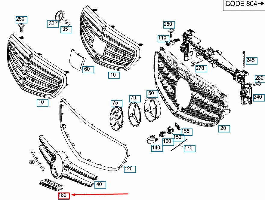 NEW MERCEDES-BENZ E W212 AMG FRONT GRILLE EMBLEM A2128170700 ORIGINAL