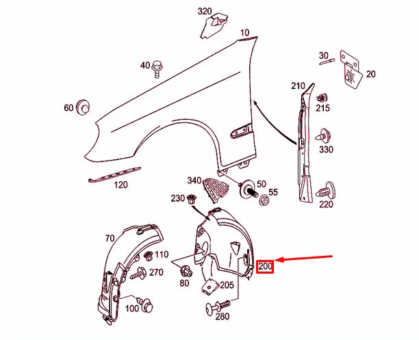 NEW MERCEDES-BENZ E W211 FRONT RIGHT WHEEL ARCH REAR COVER A2116901430 ORIGINAL