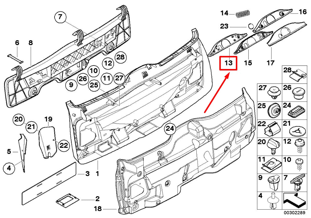 NEW BMW 5 E39 REAR WIPER LINKAGE COVER 8239044 51498239044 ORIGINAL