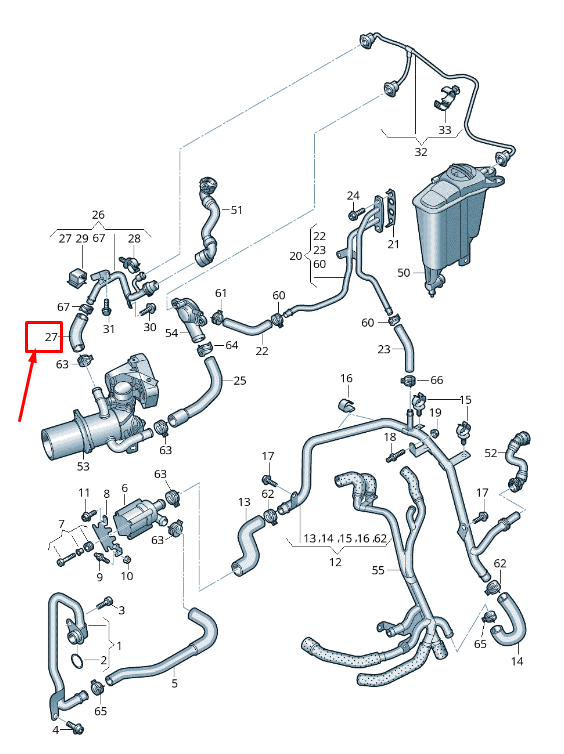 new audi a6 avant c7 engine coolant hose 04l121157c original