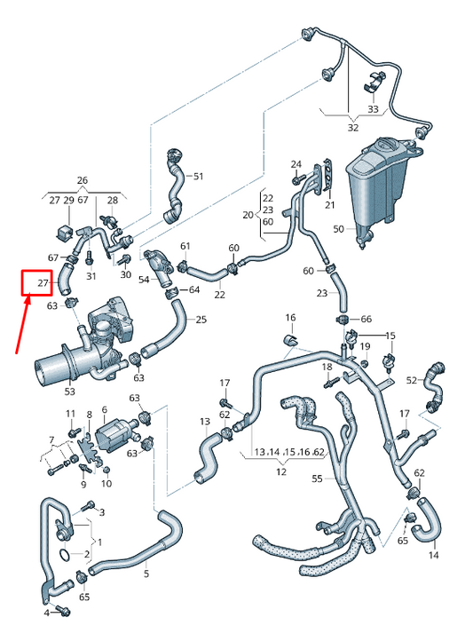 new audi a6 avant c7 engine coolant hose 04l121157c original