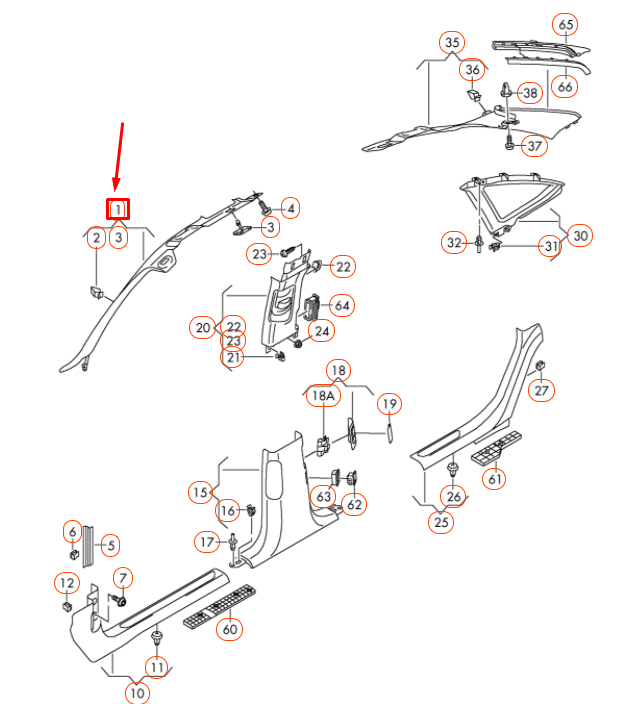 new audi a8 d4 left a pillar upper trim 4h6867233ec2 original