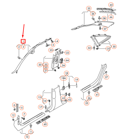 new audi a8 d4 left a pillar upper trim 4h6867233ec2 original