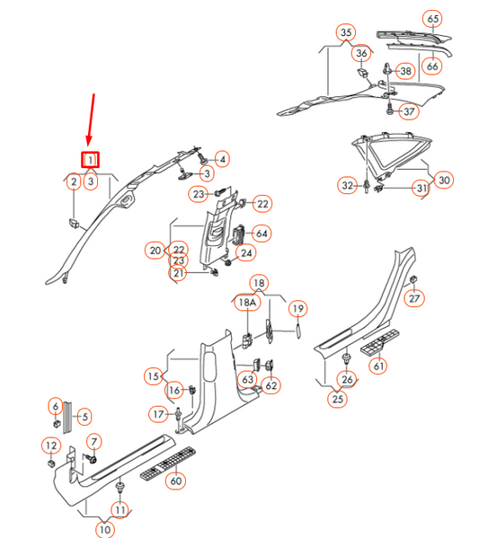 new audi a8 d4 left a pillar upper trim 4h6867233ec2 original