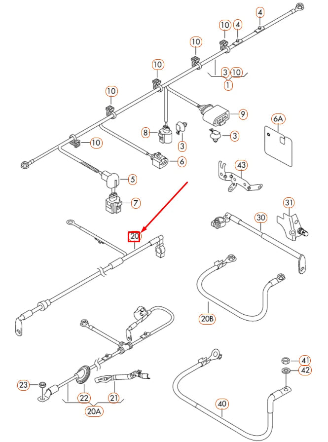 NEW AUDI A3 8P POSITIVE BATTERY CABLE 1K0971228M ORIGINAL