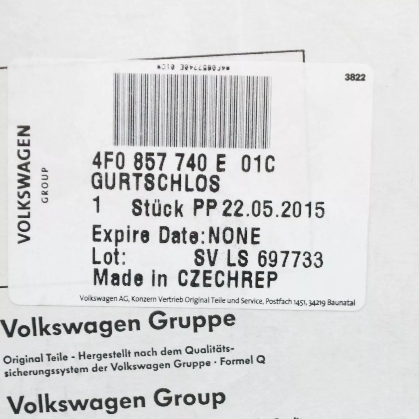 NEW AUDI A6 C6 REAR RIGHT SEAT LATCH 4F0857740E01C