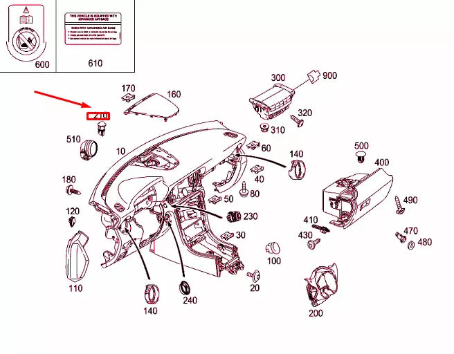 NEW MERCEDES-BENZ SLK R172 SUN SENSOR A2049057501 ORIGINAL