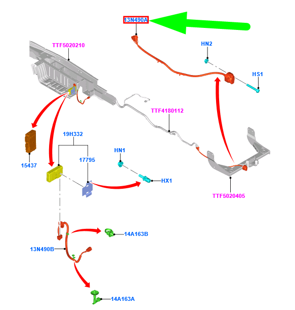 new ford tourneo custom trailer coupling wiring bk2t-13b576-dd 2039806 original