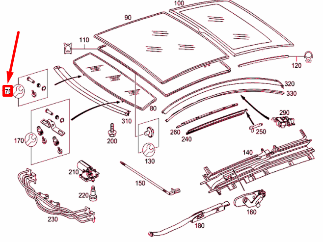 new mercedes-benz c coupe cl203 roof right repair parts kit a2037800116 original
