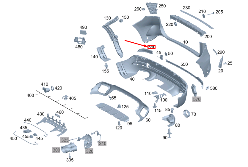 new mercedes-benz gla h247 rear bumper right trim a2478859206 original