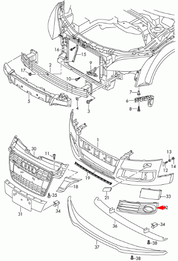 new audi tt 8j9 front right fog light grille 8j0807682h3fz original