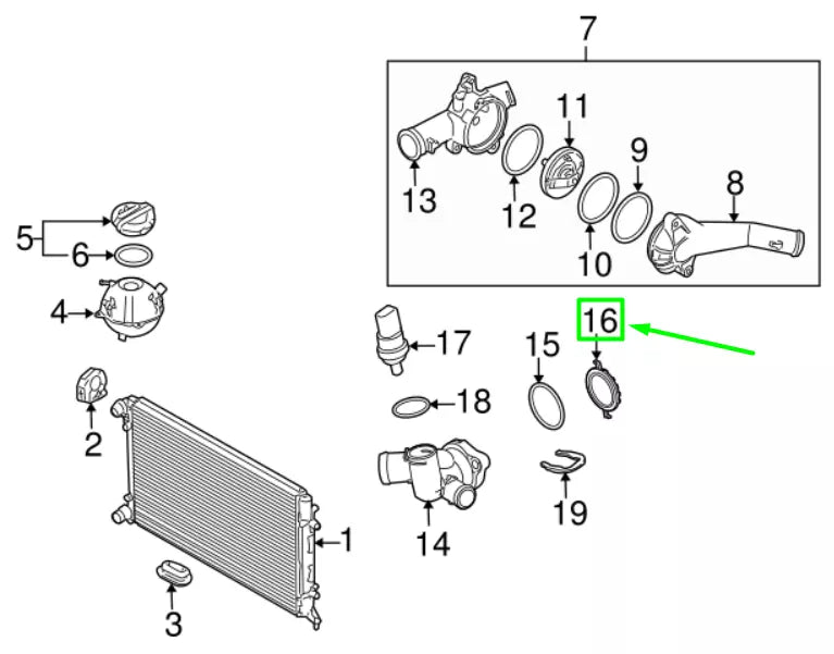 NEW VOLKSWAGEN GOLF 5K MK6 ENGINE COOLANT FLANGE RING GASKET 07K109163A ORIGINAL