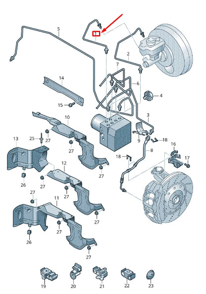 NEW AUDI RSQ3 8U FRONT BRAKE PIPE LHD 8U1614739