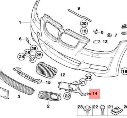 NEW BMW 3 E92 FRONT RIGHT FOG LIGHT SUPPORT BRACKET 51118044378 ORIGINAL