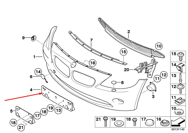 NEW BMW Z4 E85 FRONT BUMPER LICENSE NUMBER PLATE 51117016062 7016062 ORIGINAL