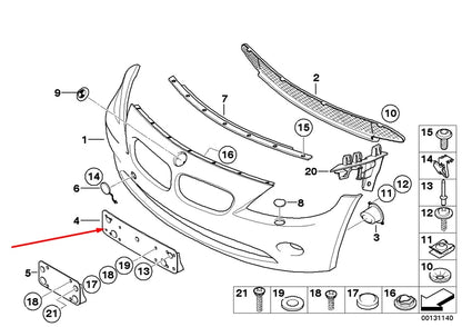 NEW BMW Z4 E85 FRONT BUMPER LICENSE NUMBER PLATE 51117016062 7016062 ORIGINAL