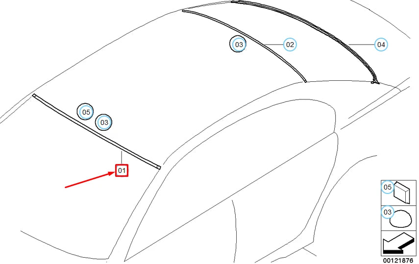 NEW BMW 7 E65 FRONT UPPER WINDSHIELD MOULDING SEAL 51317172022 ORIGINAL