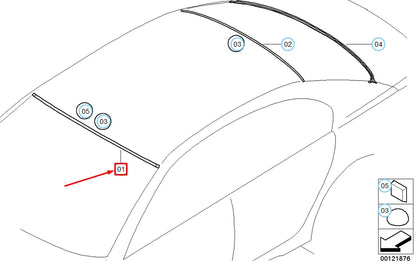 NEW BMW 7 E65 FRONT UPPER WINDSHIELD MOULDING SEAL 51317172022 ORIGINAL