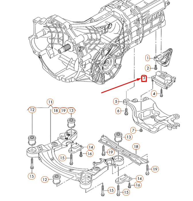 NEW AUDI A6 C6 TRANSMISSION MOUNT 4F0399151AN ORIGINAL