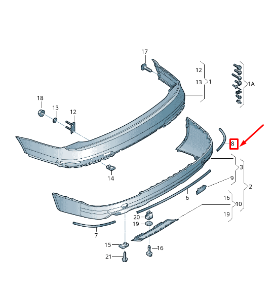 new audi q7 4l rear right bumper outer molding 4l08074602zz original
