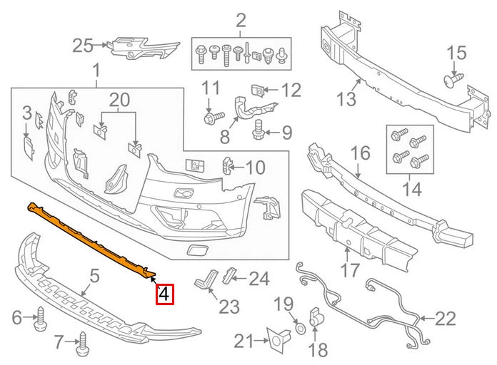 NEW AUDI A3 8V FRONT BUMPER ALUMINUM LIP 8V58071103Q7 2014 ORIGINAL