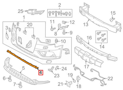 NEW AUDI A3 8V FRONT BUMPER ALUMINUM LIP 8V58071103Q7 2014 ORIGINAL