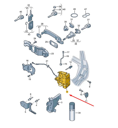 NEW VW TRANSPORTER T5 FRONT RIGHT DOOR LOCK LHD 7E1837016 ORIGINAL