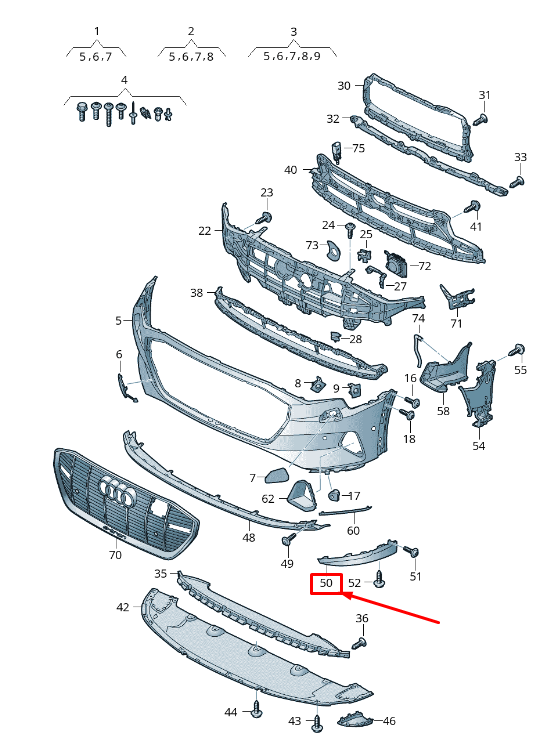 new audi e-tron ge front right bumper spoiler 4ke8070624w3 original