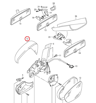 NEW VW TIGUAN FRONT LEFT DOOR MIRROR CAP COVER 5N0857537GRU ORIGINAL
